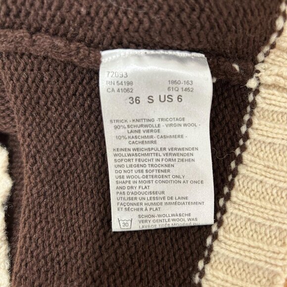 Vintage Bogner Sweater Womens S Brown Quarter Zip Wool Cashmere Fair Isle Ski - Picture 6 of 8